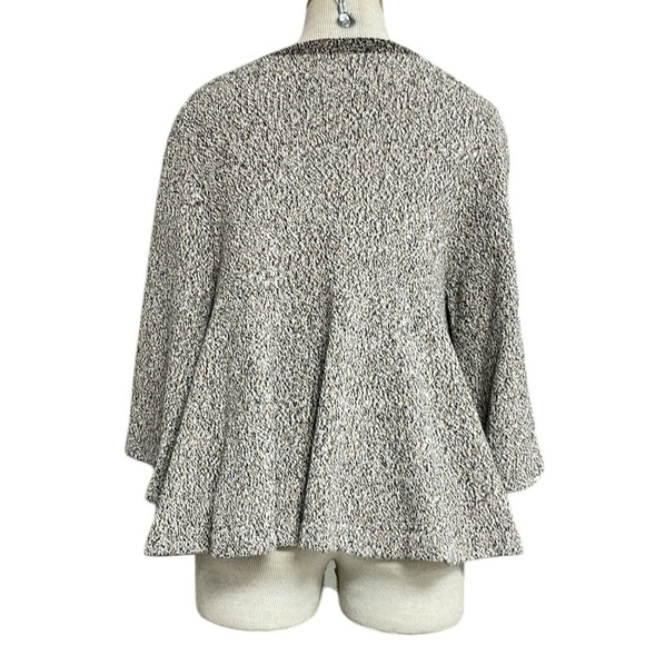 APIECE APART Sweater Deep Plunging V-neck Brown Marled Peplum Hem Size Medium - Picture 6 of 13